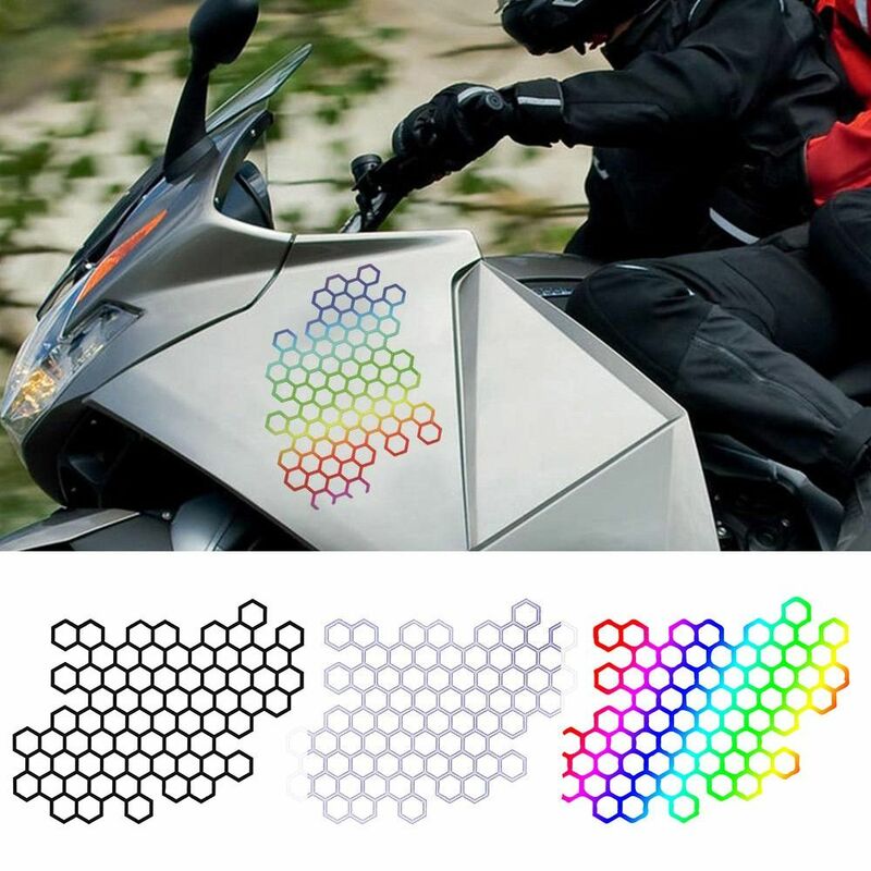 Pegatina decorativa para motocicleta y coche, calcomanías de panal de abeja, adorno para casco y parachoques, modificación eléctrica
