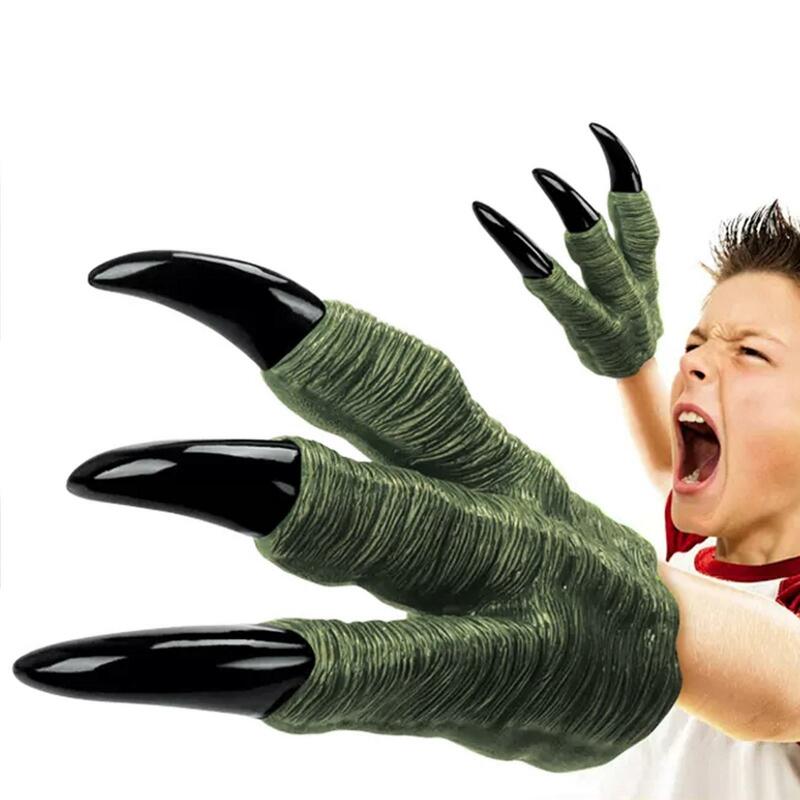 1pc interaktywne rękawice z pazurami dinozaura dla chłopców Cosplay gry bitewne PVC Model symulacyjny Halloween wilkołak ręce prezenty dla dzieci