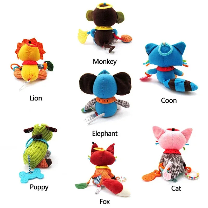 Детские плюшевые игрушки-погремушки на коляску, подвесные животные на кровать, мобильные игрушки для младенцев, игрушки для младенцев 0-6 месяцев, плюшевые игрушки для детей
