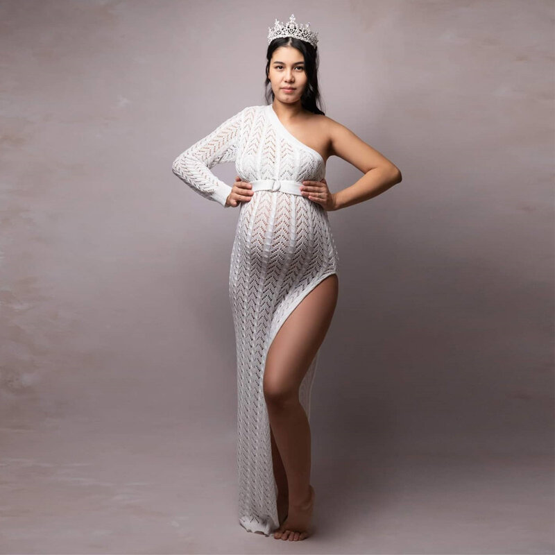 Bộ Đồ Chụp Ảnh Đầm Sexy Lọt Khe Cao Cấp Đầm Dệt Kim 1 Vai Dài Váy Chụp Ảnh Chụp Ảnh Đầm Dành Cho Nữ