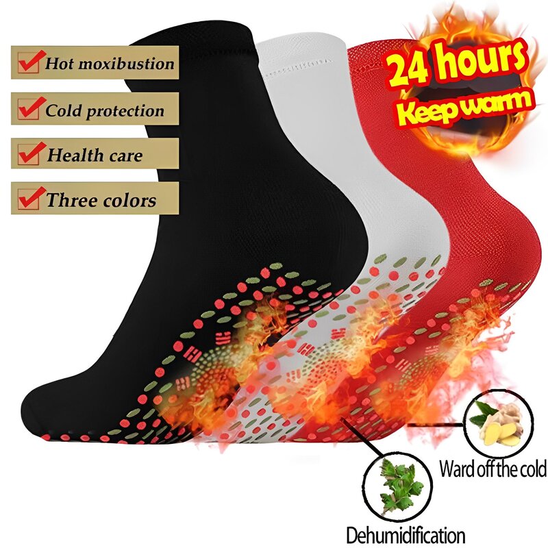 Inverno quente meias auto-aquecimento saúde meias alívio da dor ao ar livre anti-frio terapia magnética meias térmicas para homem