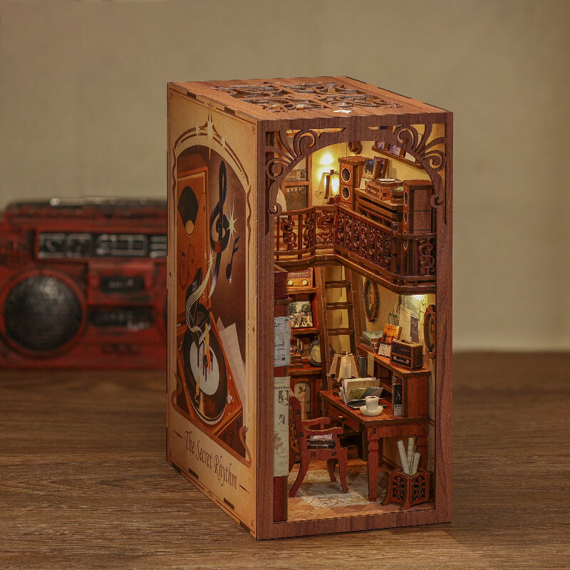 CUTEBEE Book Nook Kit domek dla lalek z lekkim motylem 3D Booknook DIY wieczna księgarnia wkładka zabawka figurka prezent pomysły