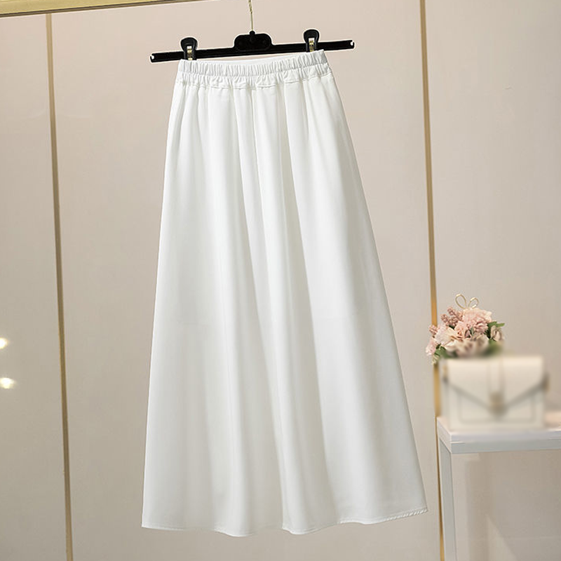 Nueva falda de gasa de cintura alta de longitud media falda informal de moda para mujer
