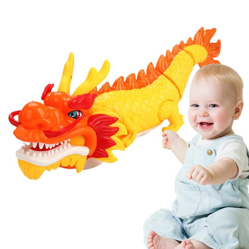 Dragon électrique pour enfants, jouet de mascotte, marche, lumière et musique, festival du printemps 2024, cadeau de nouvel an