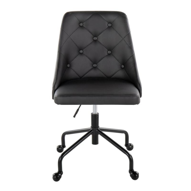 LumiSource sedia da ufficio regolabile contemporanea nera con rotelle-elegante struttura in metallo e lussuosa ecopelle-Marche Colle