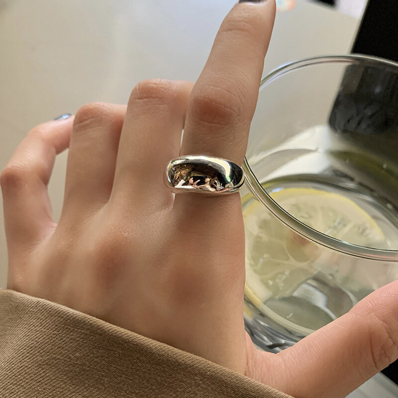BF CLUB anello in argento Sterling 925 per le donne striscia ovale dito aperto Vintage anello fatto a mano allergia per il regalo di compleanno della festa