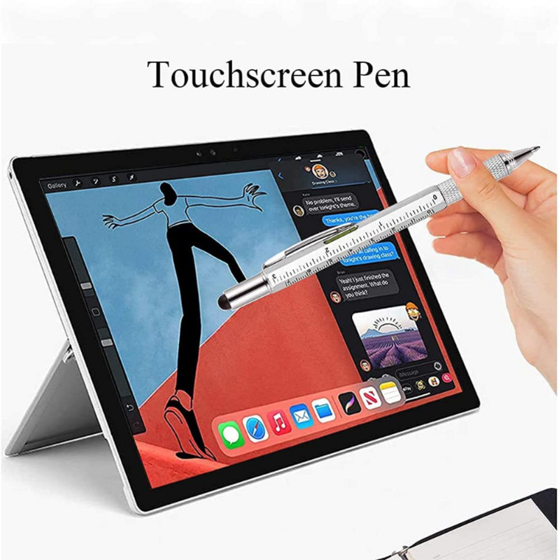 Penna capacitiva multifunzionale con cacciavite penna a sfera a livella a spirito schermo del telefono cellulare gadget Touch strumenti di costruzione