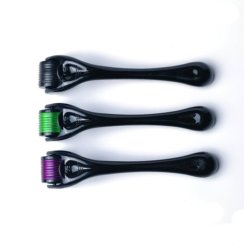 Titanium Derma Roller para barba, crescimento do cabelo, Skincare Dermoroller, Anti Hair Loss, Micro Needle, Microneedling Roller, Black, 540