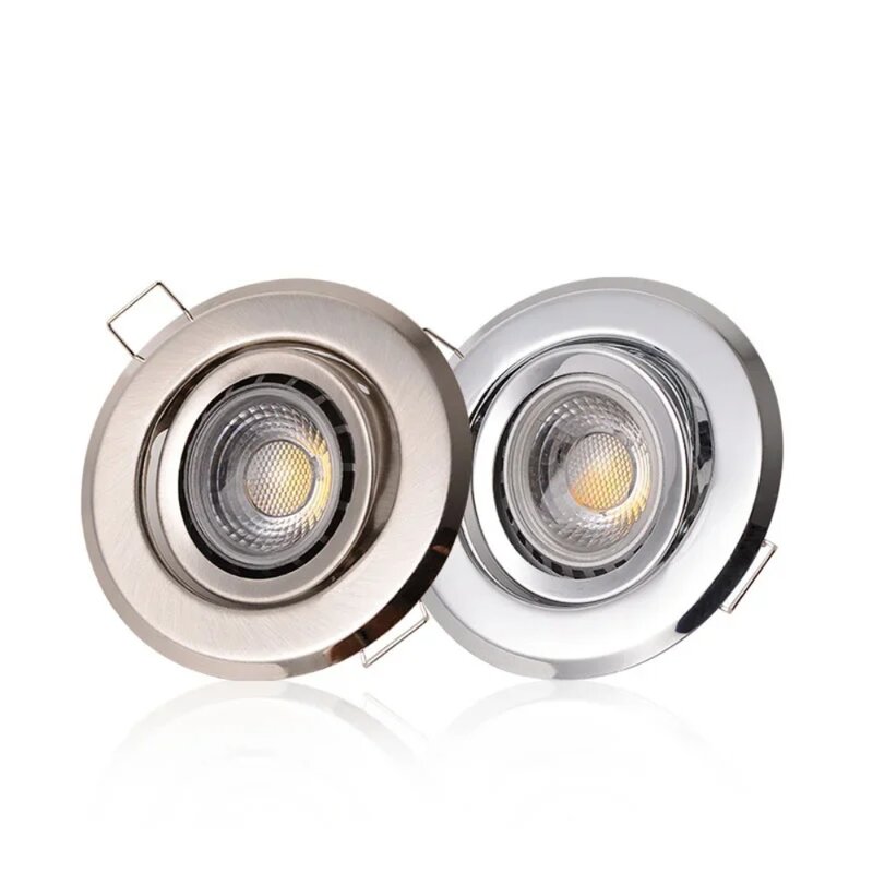 Satin Nickel LED Spotlights Frame Adjustable Ceiling Led Holder Cut-out 45mm for MR16 GU10 Bulb Holder Recessed LED Spotlight