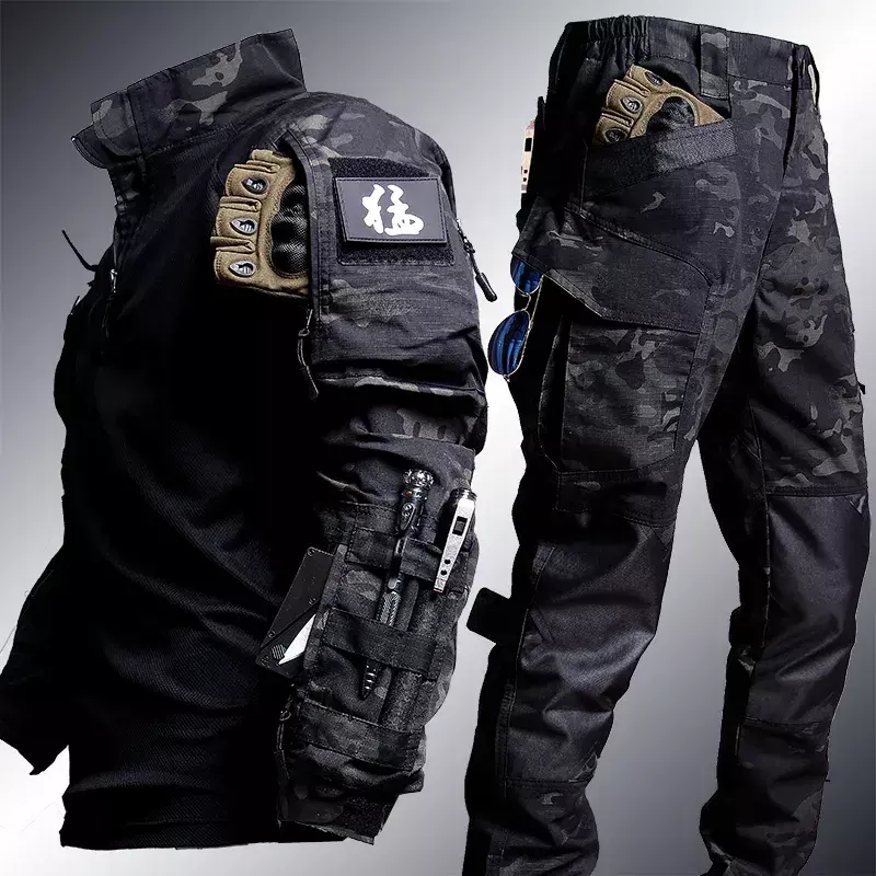 Terno tático do sapo para homens, roupas Airsoft, Paintball militar, SWAT Assault Shirts, uniforme das forças especiais, calças policiais, conjuntos de 2 peças