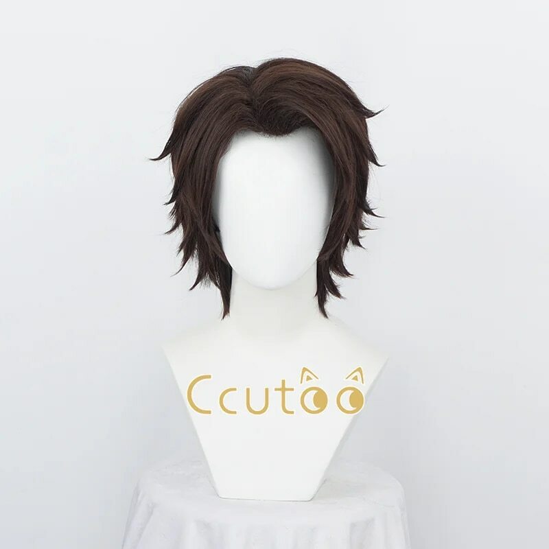 Aizen Sousuke Brown Hair Short Synthetic Cosplay Wig Anime Men Halloween Party Costume Wigs