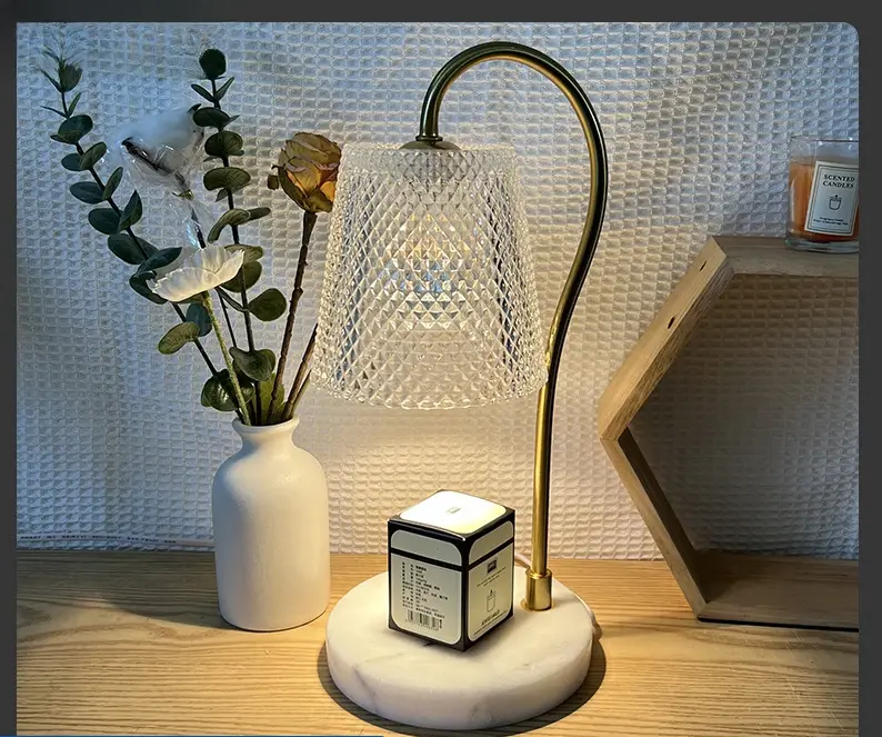 미니 레트로 유리 테이블 램프, 아로마 테라피 촛대, 침실 침대 옆 분위기 책상 램프, 공부 사무실 가정용 캔들 워머 램프