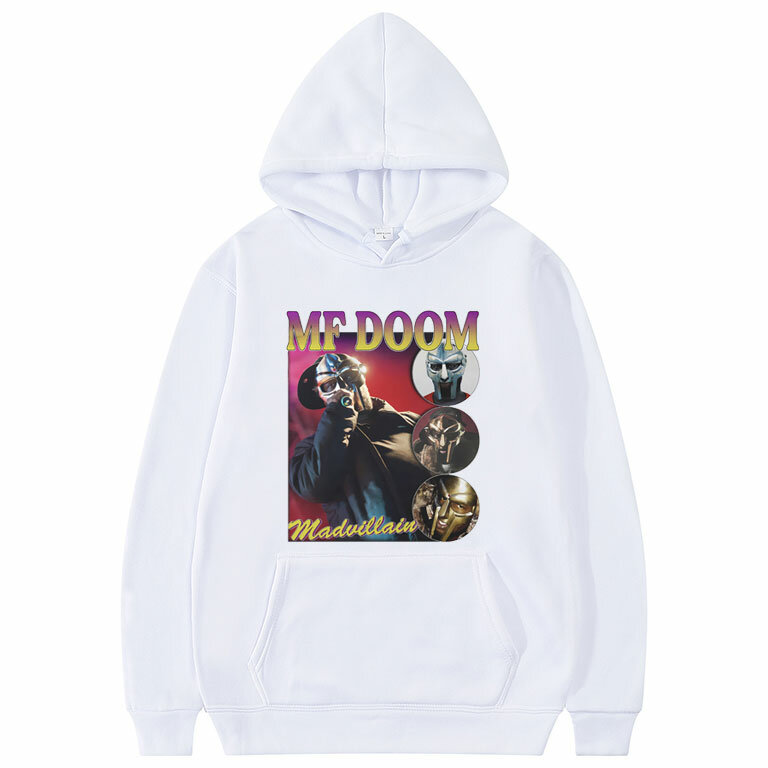 Moletom MF Doom Madvillain com capuz gráfico para homens e mulheres, moletom extragrande, moletom vintage Hip Hop, streetwear rapper, moda
