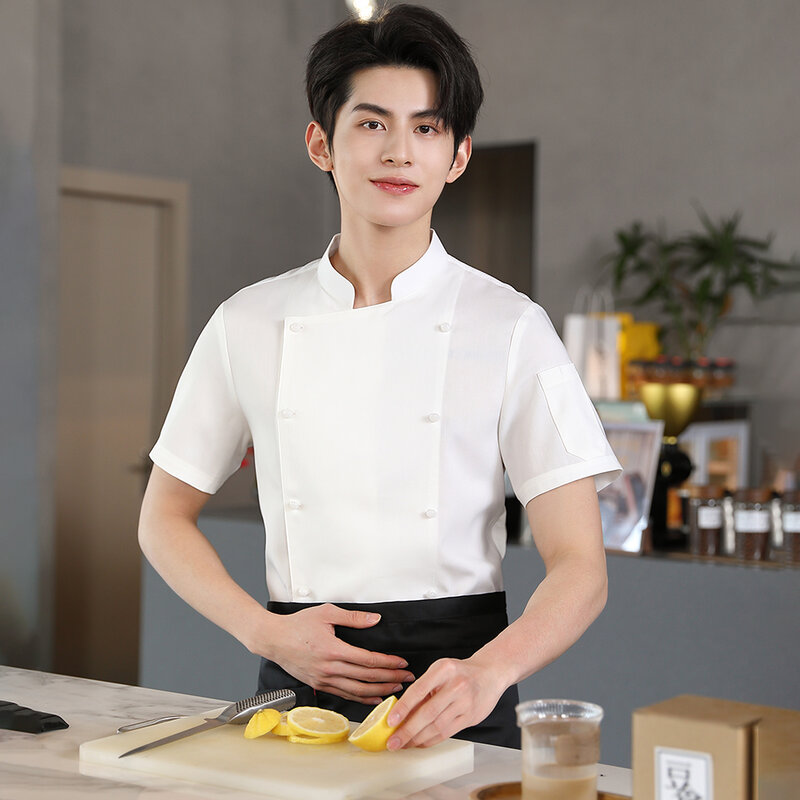 Unisex Black Uniform Catering Workwear Coat Jackets Head Chef Shirts Restaurant Hotel Kitchen Cooking Clothes