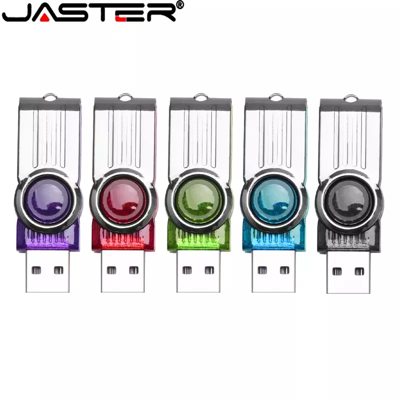 JASTER-Cool Rotatable USB Flash Drive, Memory Stick, Pen Drive de Alta Velocidade, Chaveiro Livre, Memory Stick USB Plástico, 16GB, 32GB, 64GB, 128GB