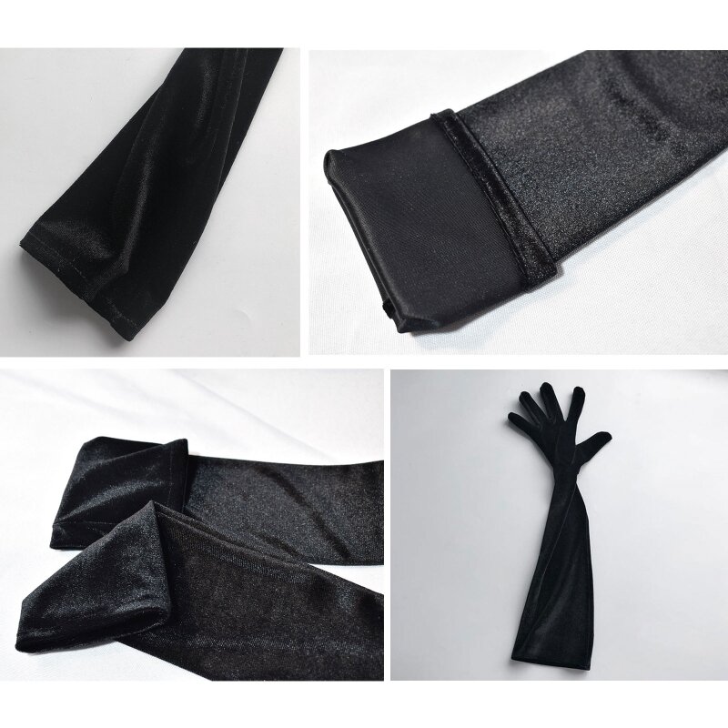 Женские длинные бархатные перчатки, золотистые длинные перчатки длиной 52 см для ужина, черные теплые бархатные эластичные теплые перчатки для вождения, весна-осень