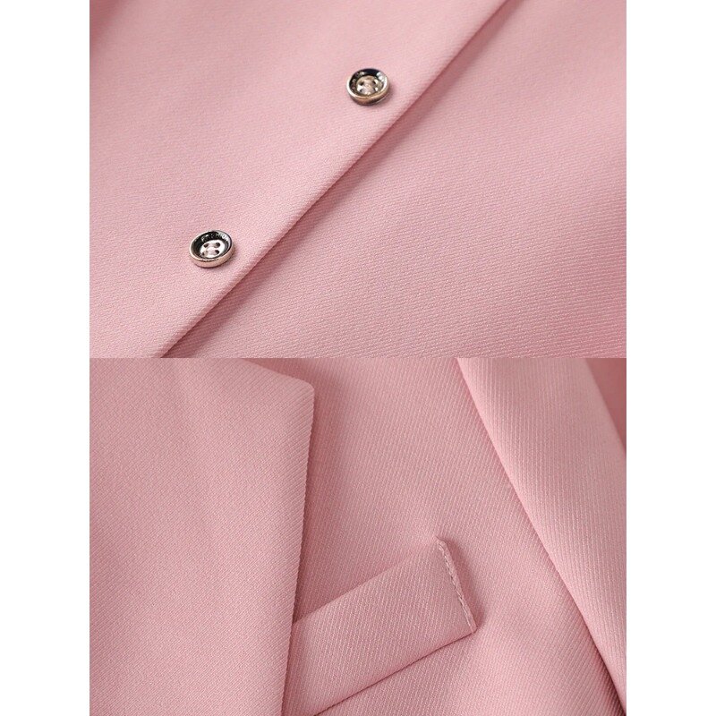Blazer elegante de algodón para mujer, traje de oficina, prendas de vestir de primavera, rosa, negro, Beige, café, chaqueta lisa de un solo pecho