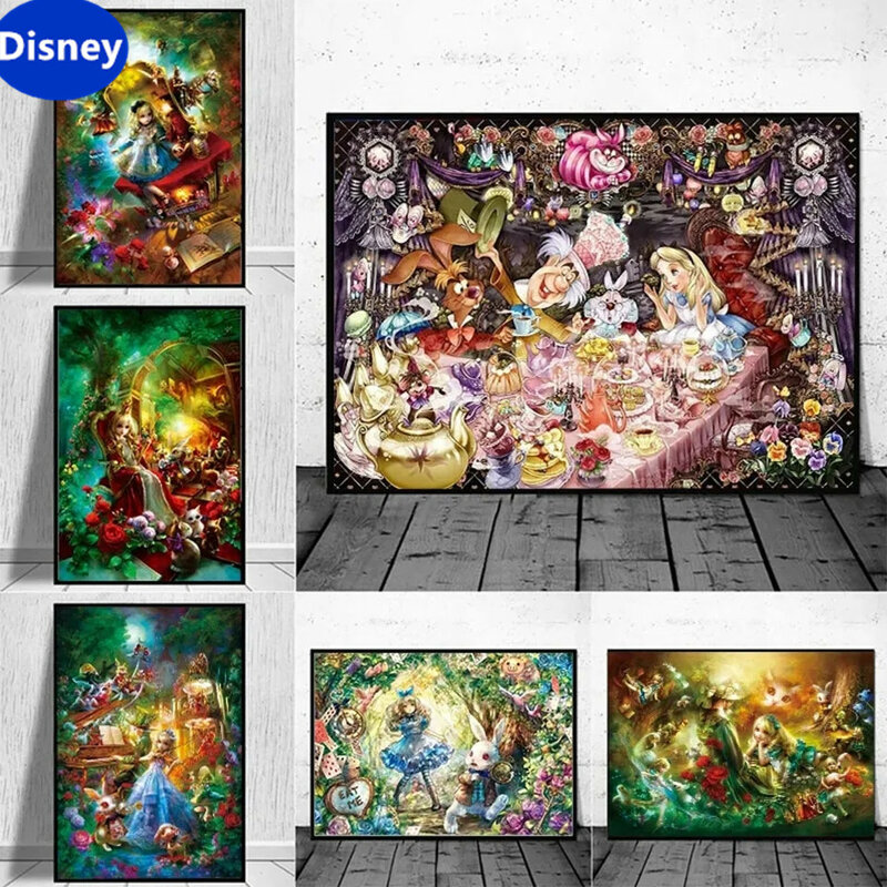 Teka-teki Jigsaw kartun Disney Alice In Wonderland, untuk anak perempuan, dekorasi kamar pilihan hadiah liburan
