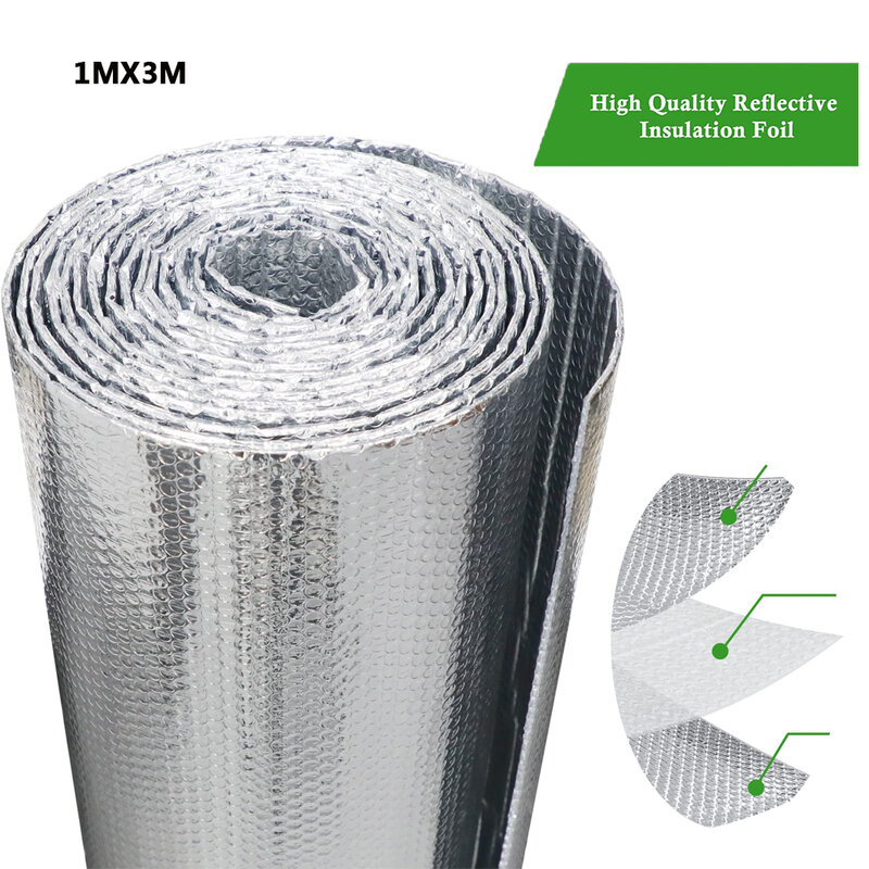 Folha de espuma reflexiva isolamento para o inverno Double Side alumínio Foil Bubble Roll para manter calor escudo térmico Radiant Barrier
