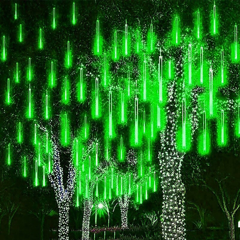 Juego de luces Led de lluvia de meteoritos para decoración al aire libre, luces de cascada impermeables, longitud de lámpara, 30cm, 8 piezas