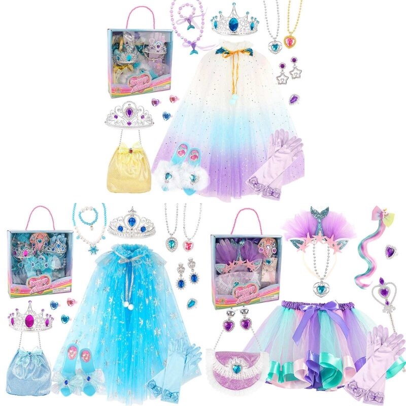 ملابس الأميرة للفتيات الصغيرات تتضمن قفازات وحقيبة يد وهدايا لعبة دروبشيبينغ