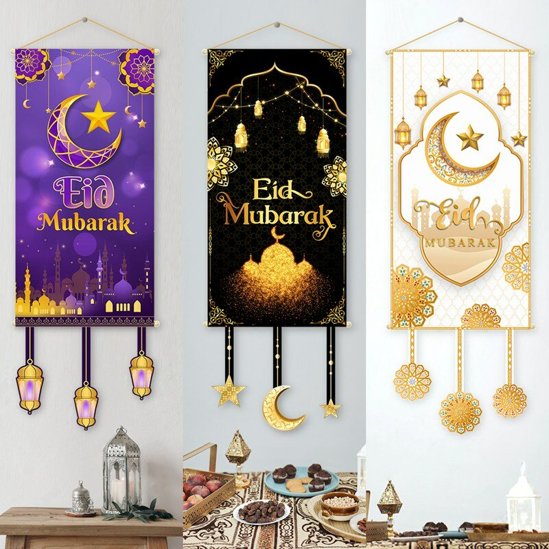 Eid украшение Мубарак 2024 подвесной флаг Рамадан для домашней двери исламский мусульманский рандемный Декор Рамадан вечерние Eid Al-Fitr подарок