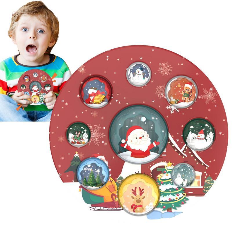 Mainan sensorik Fidget Pop sederhana Natal mainan pereda stres gantungan kunci permainan gelembung dorong untuk anak-anak hadiah ulang tahun Natal
