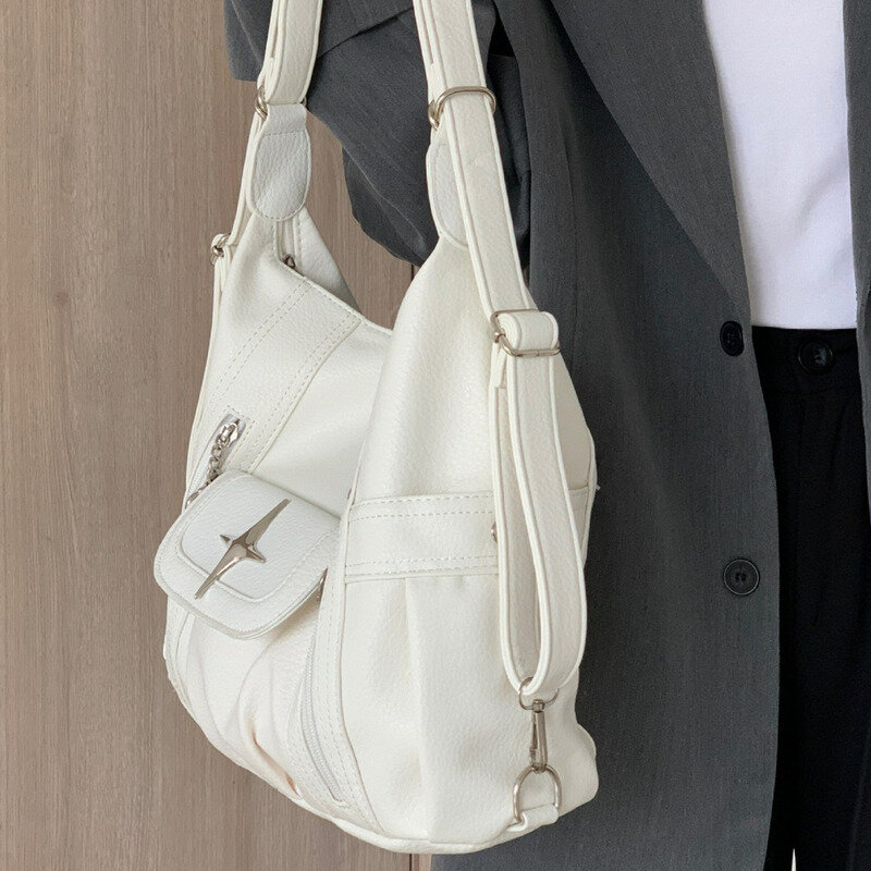 Tas bahu simpel kapasitas tunggal besar, tas jinjing serbaguna kasual untuk wanita, selempang mewah berkualitas tinggi
