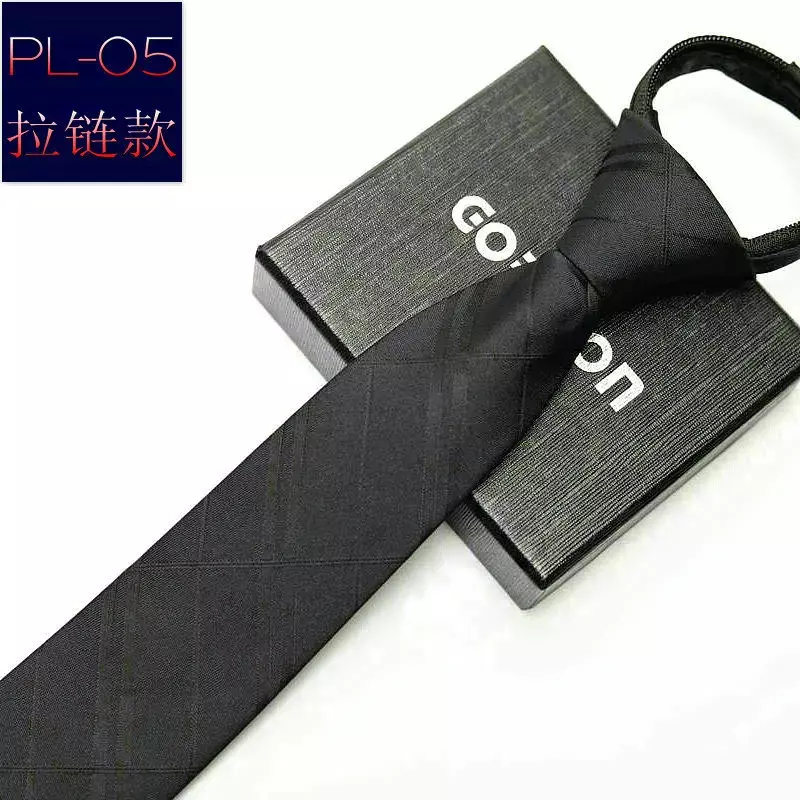 Gravata de zíper monocromático masculina, gravata de negócios, roupa formal, listra, fina, magra, presentes, acessórios, atacado, 48x6 cm