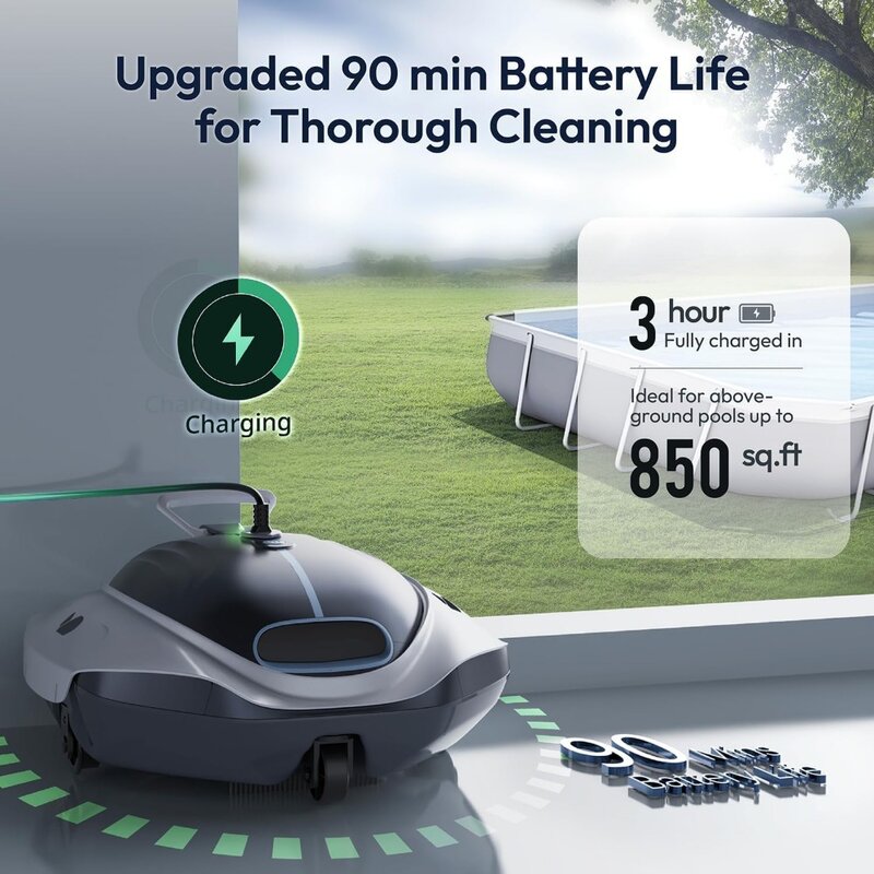 300P Robotic Pool Cleaner – Cordless Pool Vacuum with Industry Leading Suction Power Bluehole Tech DirtLock Tech, Self-Parking