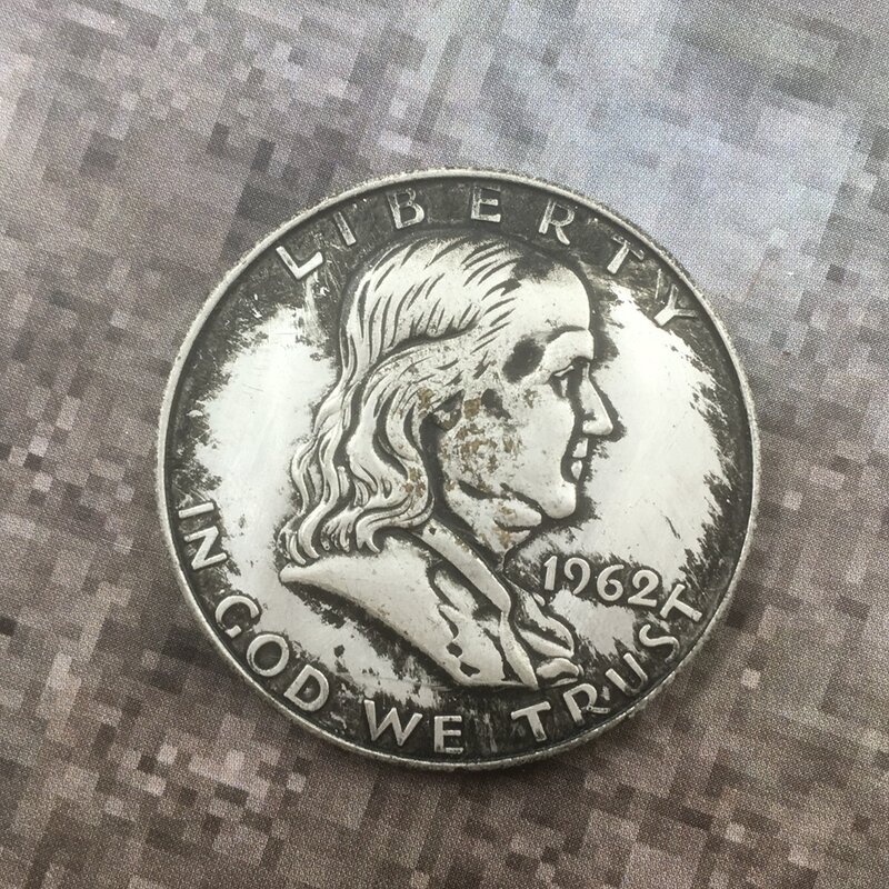 럭셔리 1962 미국 리버티 프랭클린 하프 달러, 재미있는 커플 아트 동전, 나이트 클럽 결정 동전, 행운의 기념 포켓 동전, 선물 가방