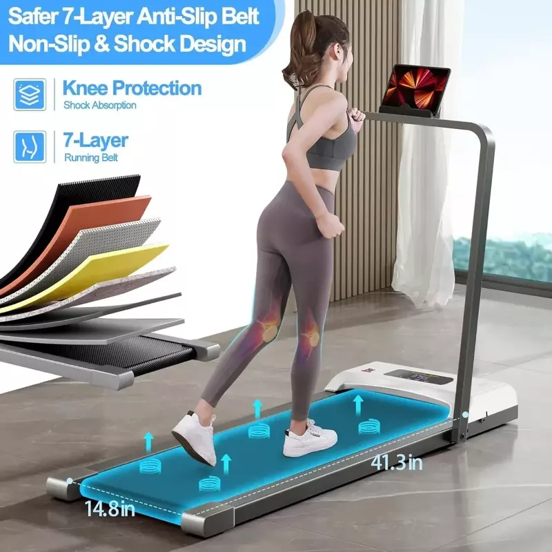 2 in1 Under Desk Walking Pad Treadmill Electric Compact Space Folding Treadmill for Home Office with Remote Control Freight free