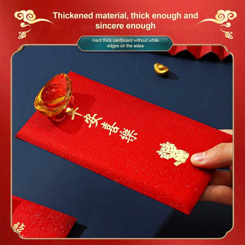 Enveloppe créative du nouvel an du dragon chinois, or chaud, rouge, festival du printemps, nouvel an, 6 pièces