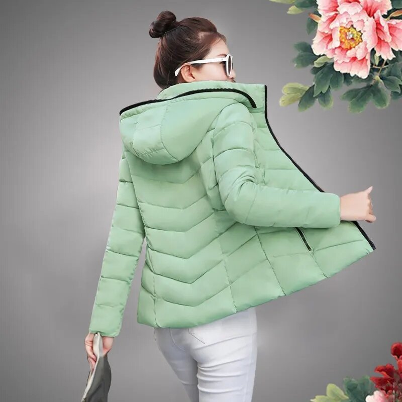 Mantel longgar katun wanita, jaket Luaran parka tebal pendek hangat korea musim gugur dan dingin 2023