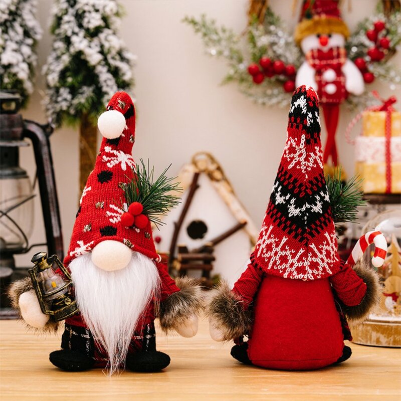 Christmas Gnomes Plush Santa Doll Knitted Fabric Xmas Tree Hanging Ornaments Dwarf Elf Decoration Gifts New Year 2024