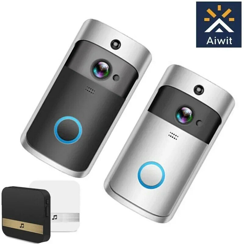 Умный дверной звонок с Wi-Fi и камерой, беспроводной детектор движения, с функцией ночного видения, с аудио и динамиком, для iOS и Android