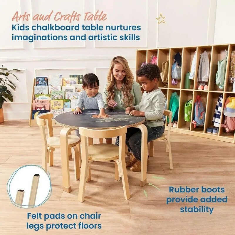 Meja dan kursi papan tulis untuk anak-anak, Meja belajar membaca kayu furnitur anak-anak