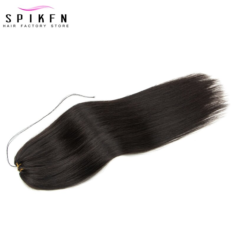 Наращивание человеческих волос с перьями, 16-22 дюйма, 100 г, Пришивание на невидимом искусственном дизайне, ширина 50 см, 140 прядей