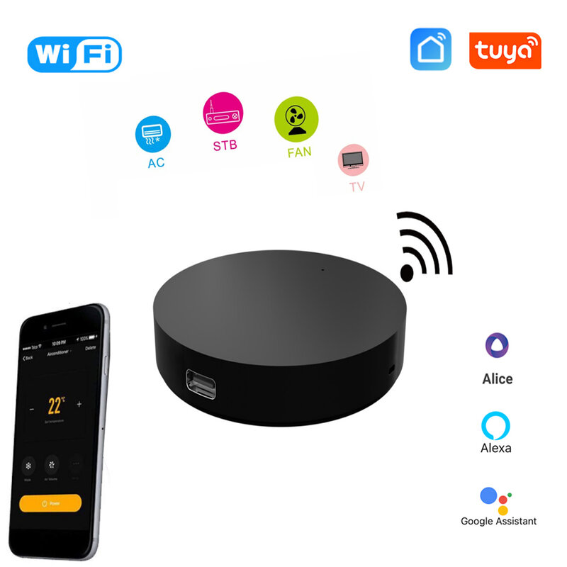 Tuya WiFi IR Smart Remote Control Universal Smart Infrared Remote Control for TV DVD AUD Via Alexa Alice Google Home Smart Life