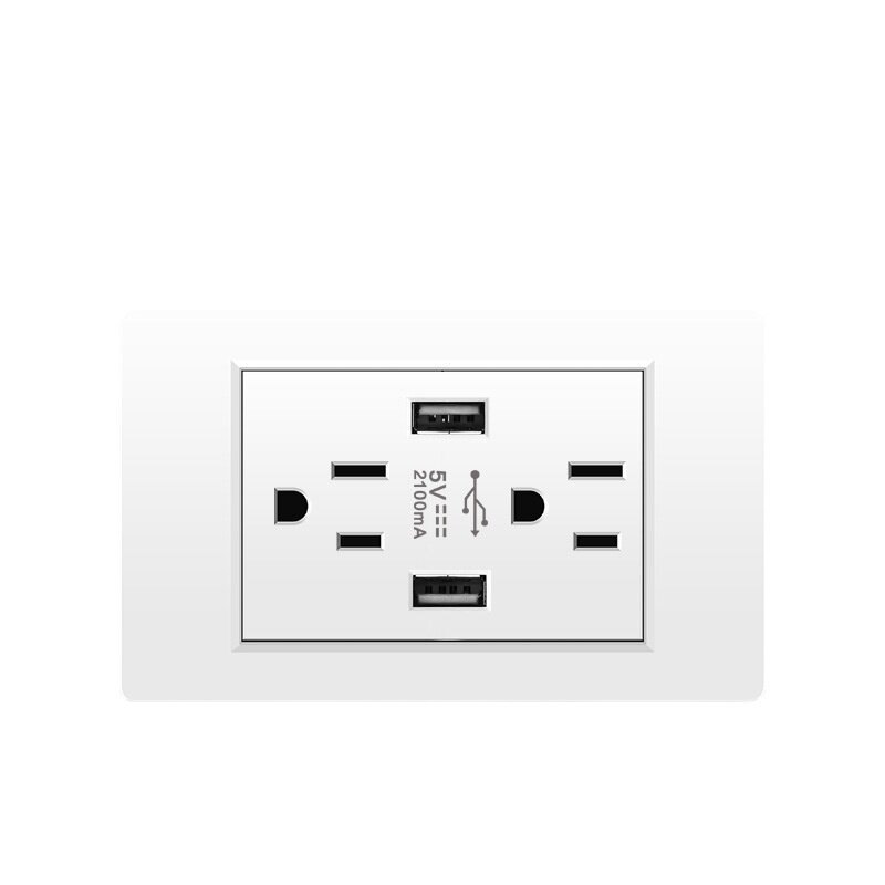 Toma de corriente de pared multifunción, enchufe estándar estadounidense de 15A, 110V, con carga USB para teléfono, 118mm x 72mm