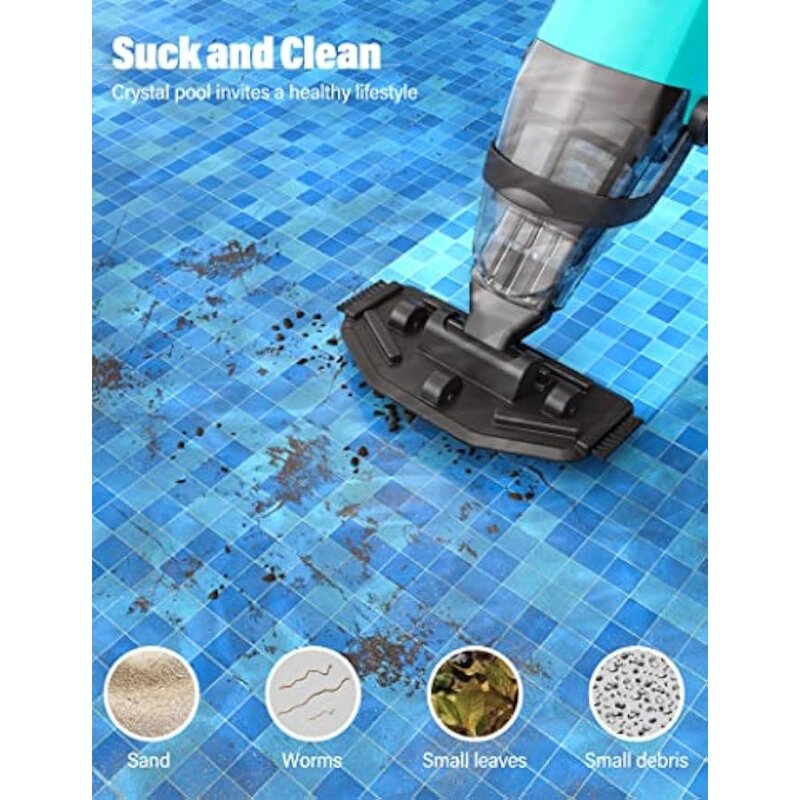 Ручной пылесос для бассейна, перезаряжаемый очиститель для бассейна с временем работы до 60 минут, идеально подходит для наземных бассейнов