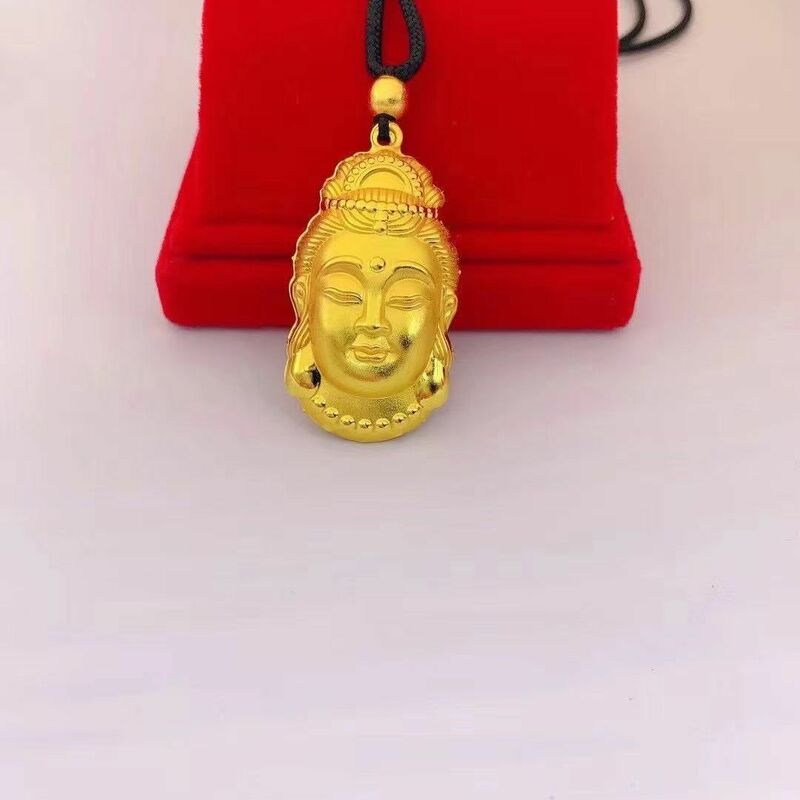 Messing Vergulde Mazu Hanger Ketting Guanyin Buddha Head Sha Gold Benmingfo Als Hol Gebed Voor Vrede Vrouwelijke Hanger