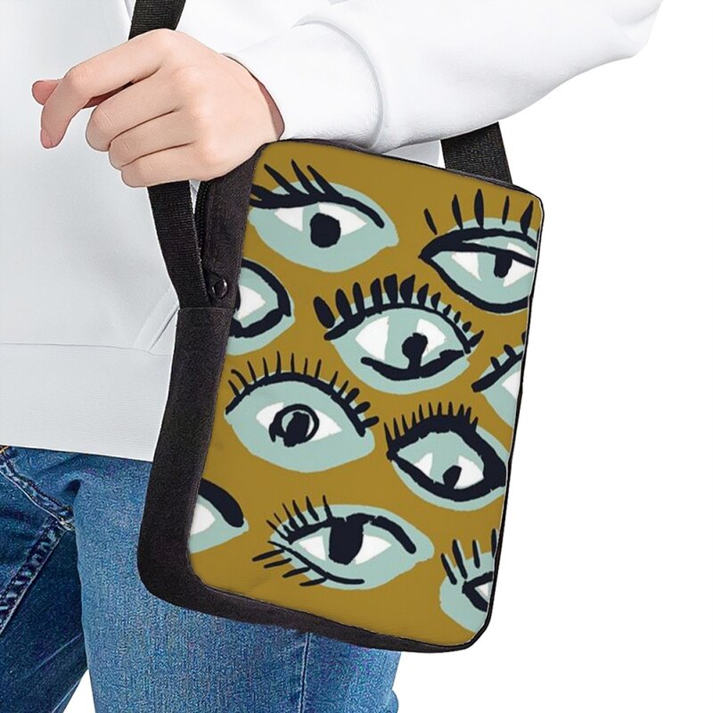 Jackherelook olhos padrão impressão sacos de ombro para meninas adolescentes saco do mensageiro do menino crossbody sacos tendência moda sacos de viagem