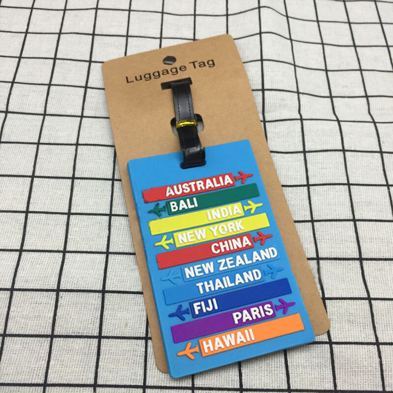 Etiqueta de silicona con letras para equipaje, identificación de nombre, identificador de bolsa, accesorios de viaje, PVC, novedad