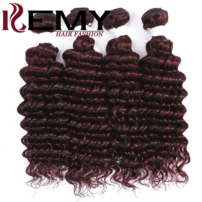 Deep Wave Human Hair Bundles 99J Brown Colored Human Hair Weave Bundles 8-26 Inches Brazilian Remy Hair Bundle Deals 1/3/4 PCS