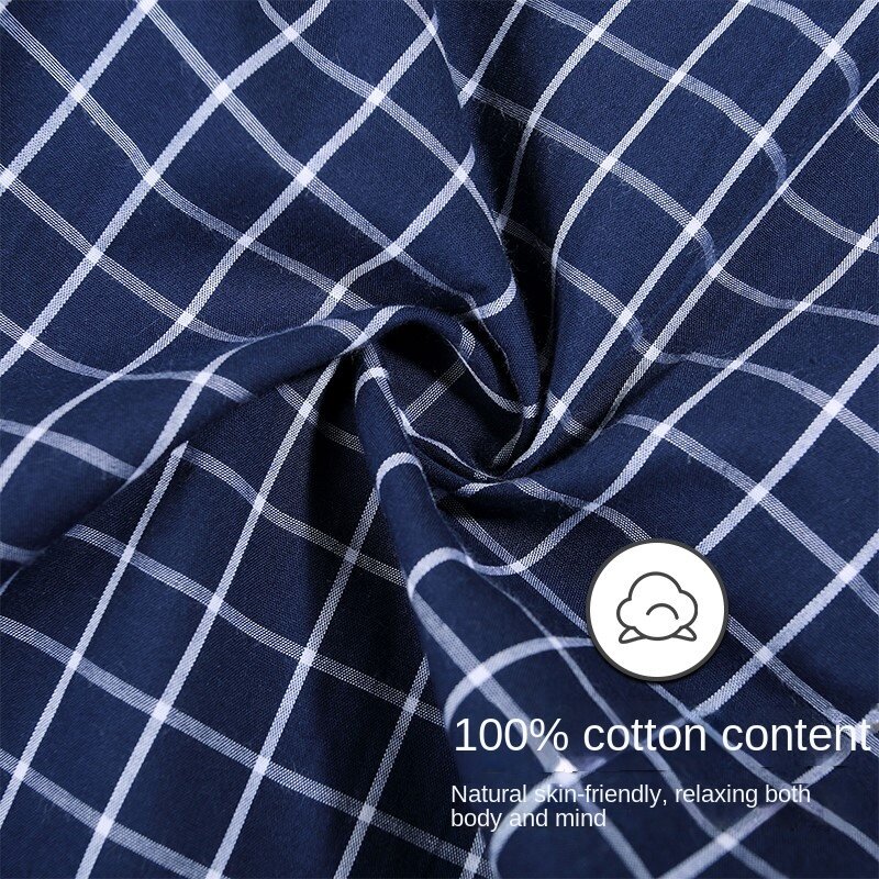Pantalones de dormir de algodón 100% para hombre, ropa de dormir a cuadros, Simple, delgada, a la moda, para el hogar, talla grande