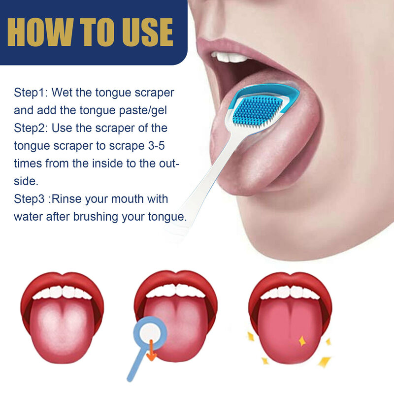 Gel limpador de língua com escova, Gel limpeza com escova, Higiene Oral Saudável, Mau hálito para adultos