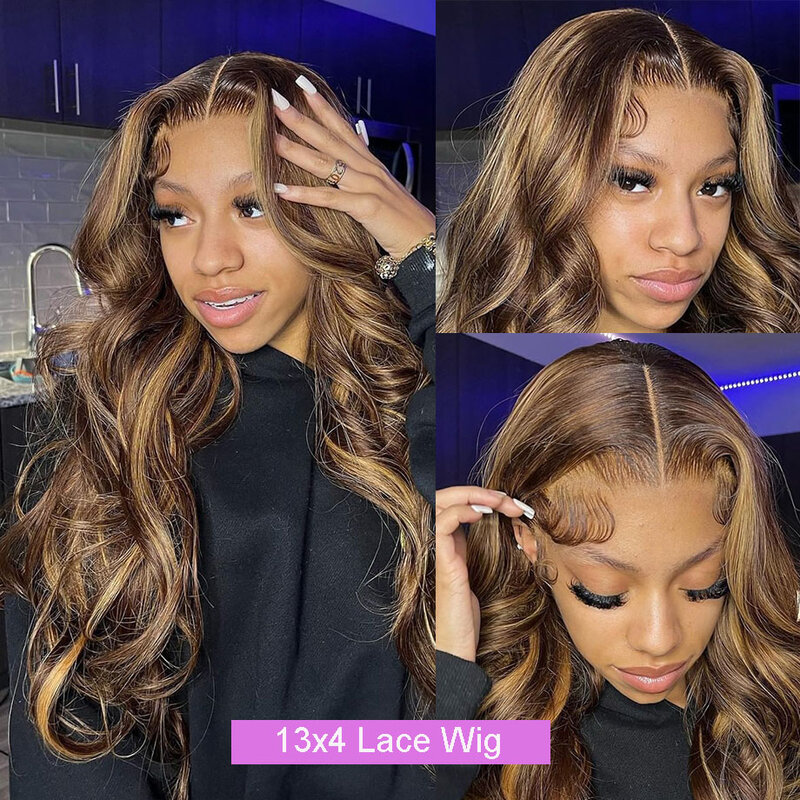 13x6 Hd Lace Frontal Wig 30 36 Body Wave Highlight Wig Human Hair Cheap Brazilian Colored Glueless Wig Human Hair Ready To Wear