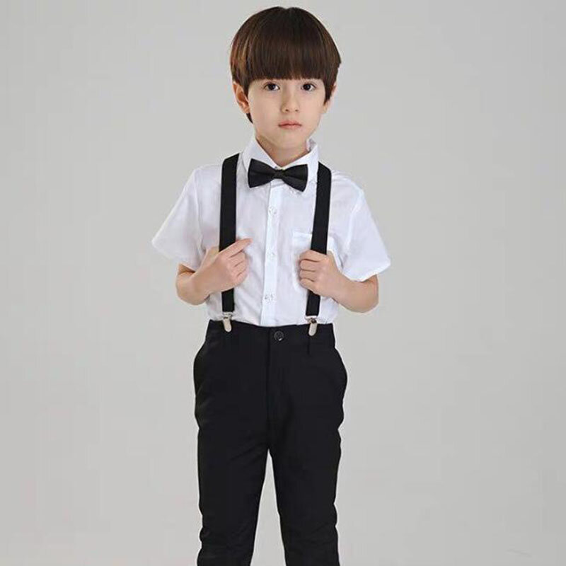 Kids Suspenders Bow Tie Set Boy Girl Retro Adjustable Suspenders Children Baby Braces Clip-on Trousers Wedding Ties Accessories