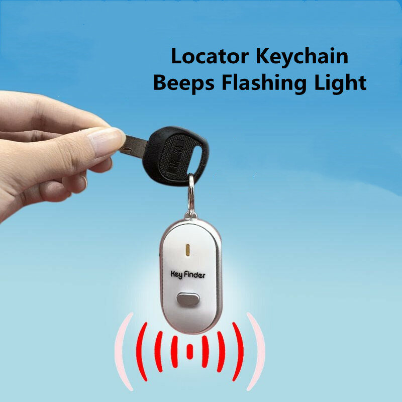 Llavero con localizador de pitidos y Flashes, localizador de llaves por silbido, Control de sonido portátil, alarma de seguridad